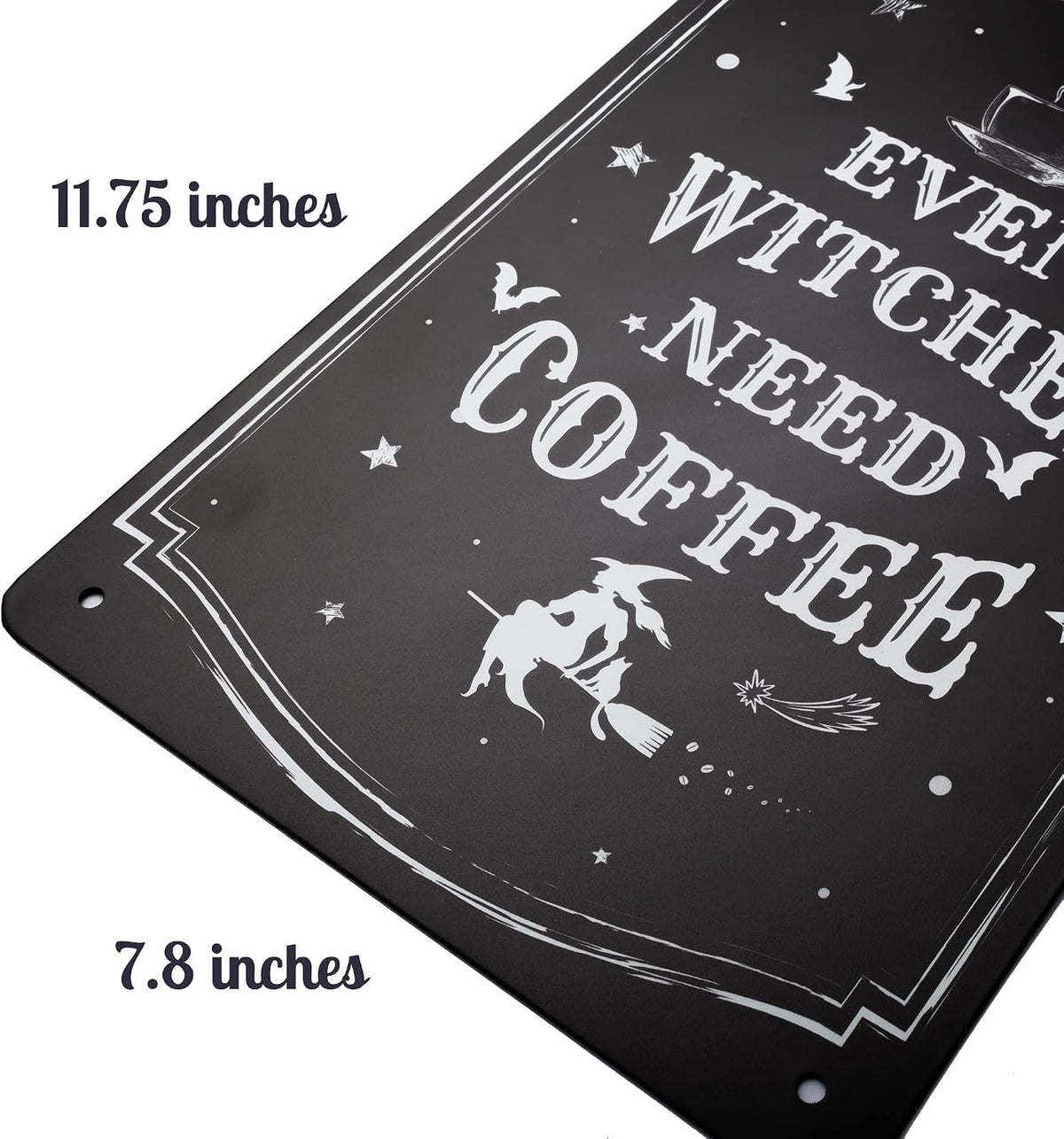 Black Witch Kitchen Sign, Vintage Halloween Decor, Gothic Wall Art, 11.75 X 7.8 Inches