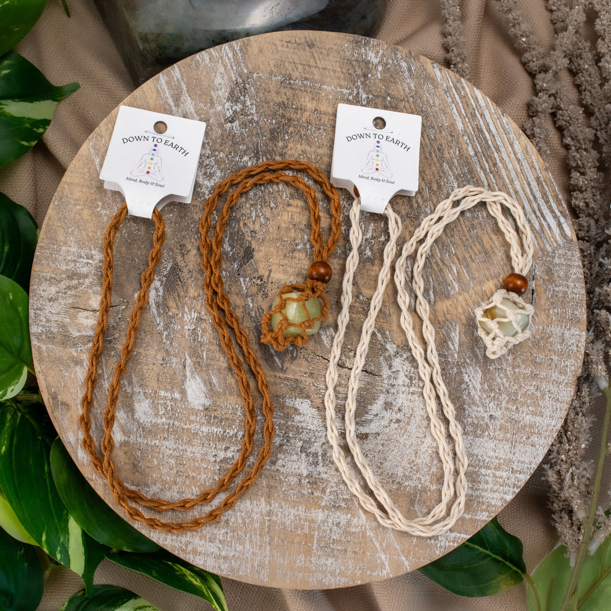 Adjustable Macrame Crystal Holder Necklace