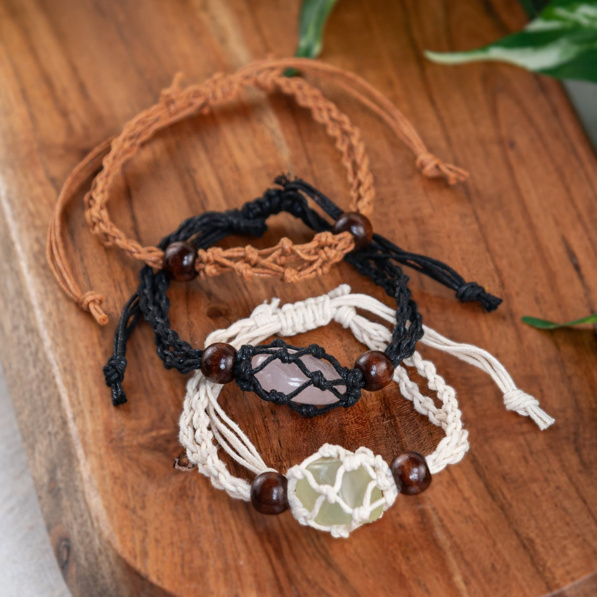Adjustable Macrame Crystal Holder Bracelet