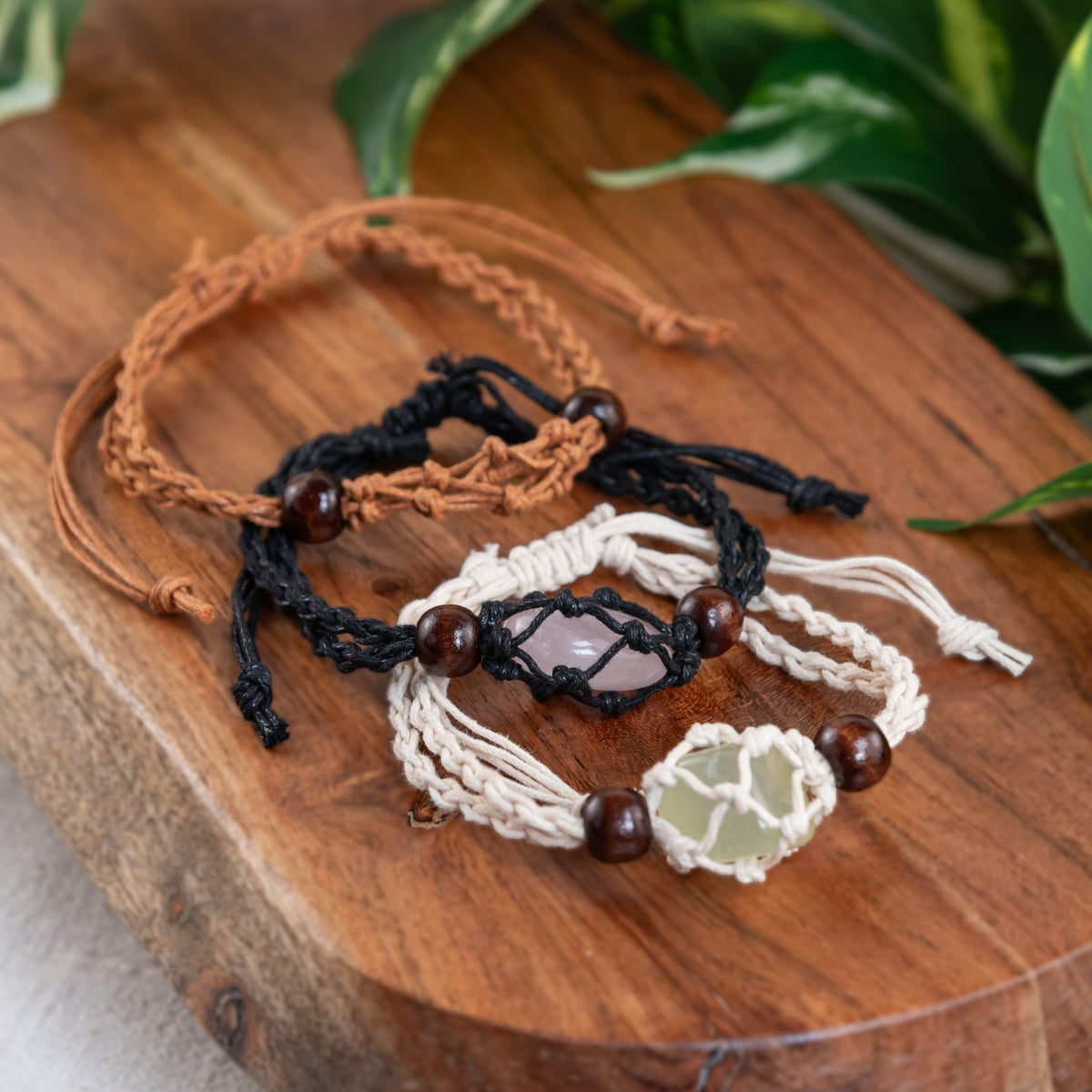 Adjustable Macrame Crystal Holder Bracelet