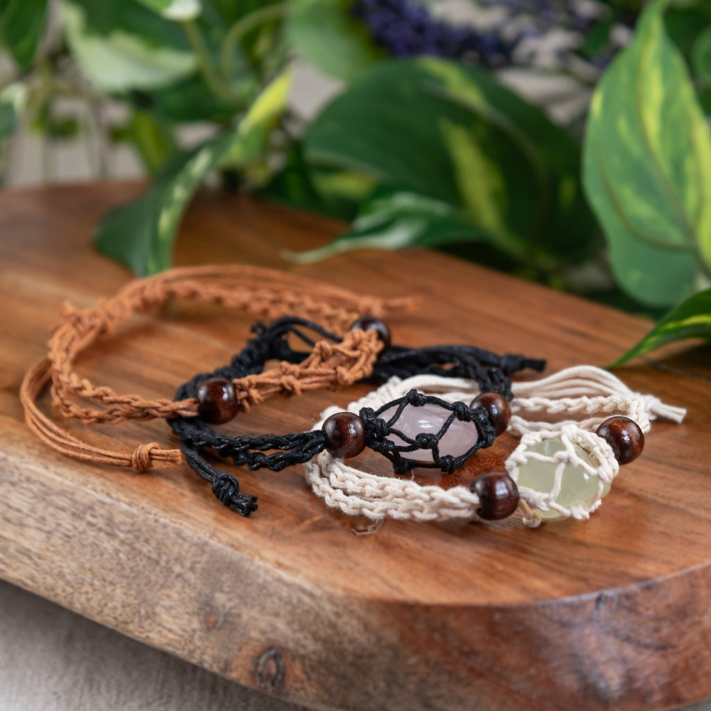 Adjustable Macrame Crystal Holder Bracelet