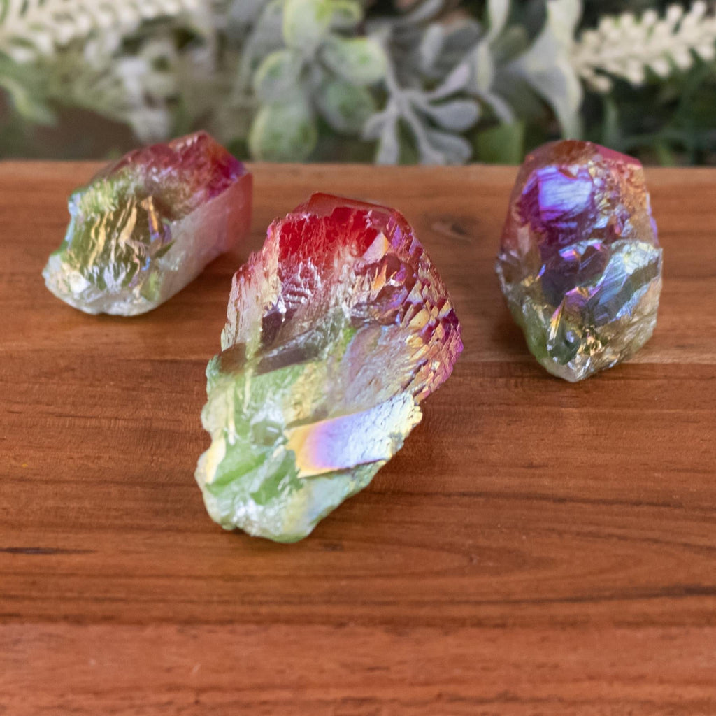 Green & Red Aura Quartz Point 1lb