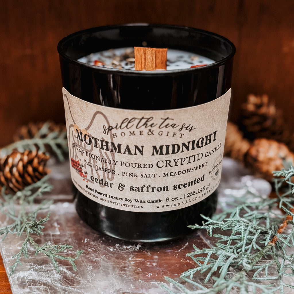 Mothman Intention Candle | Cedar & Saffron Cryptid Soy Candle