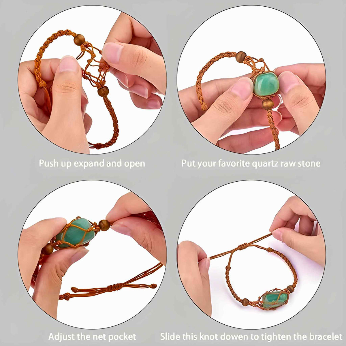 Adjustable Macrame Crystal Holder Bracelet