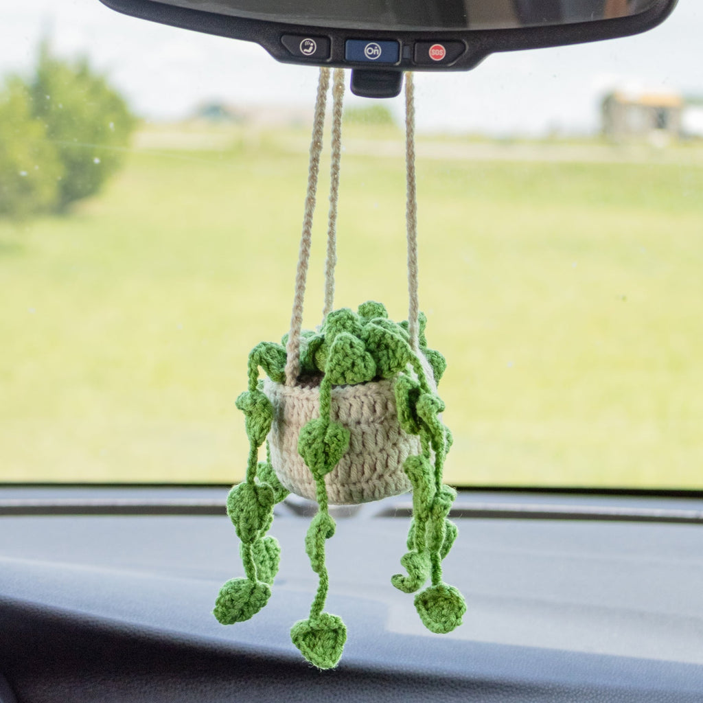 Plant Crochet Hanging Basket Car Accessory