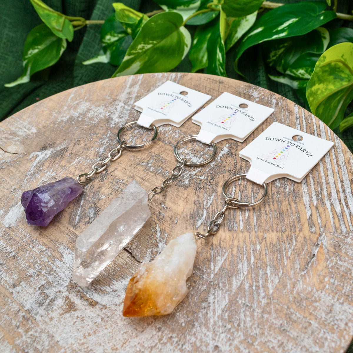 Raw Crystal Keychain