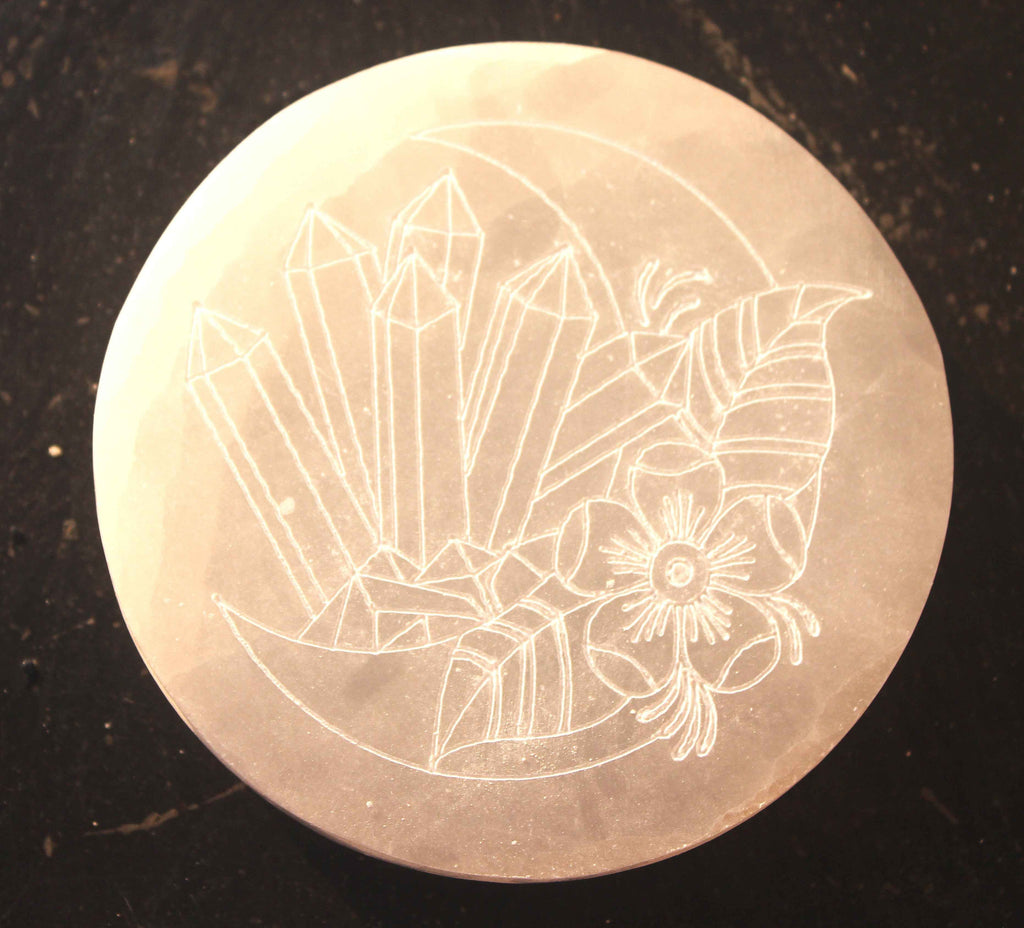 Selenite Crystal Crescent Moon Plate – Crystal Charging & Cleansing Altar Disc