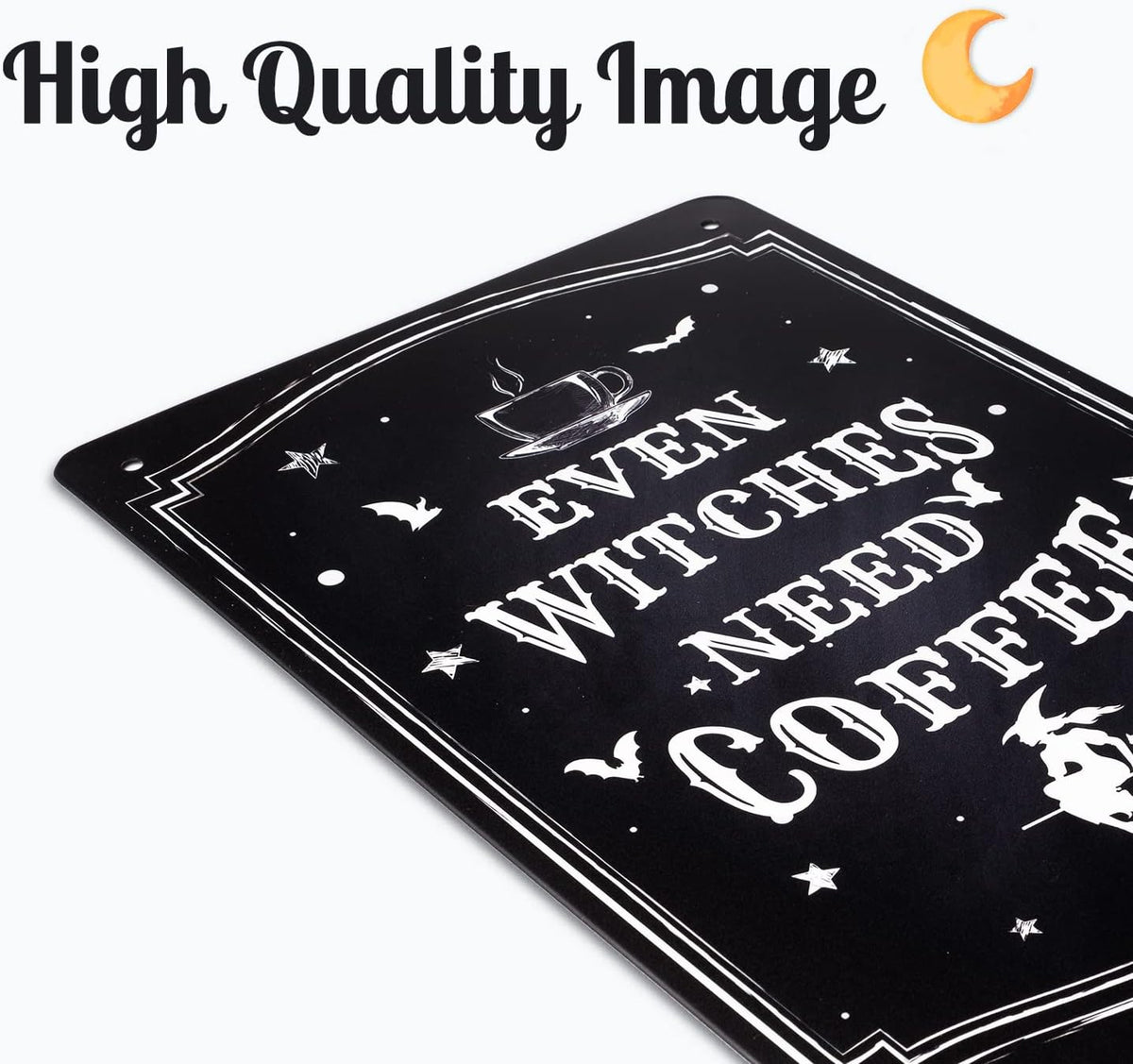 Black Witch Kitchen Sign, Vintage Halloween Decor, Gothic Wall Art, 11.75 X 7.8 Inches