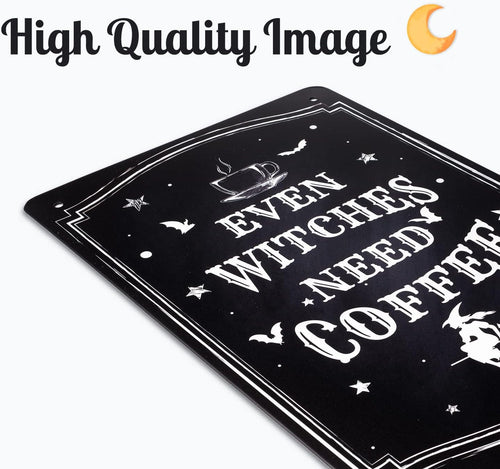 Black Witch Kitchen Sign, Vintage Halloween Decor, Gothic Wall Art, 11.75 X 7.8 Inches