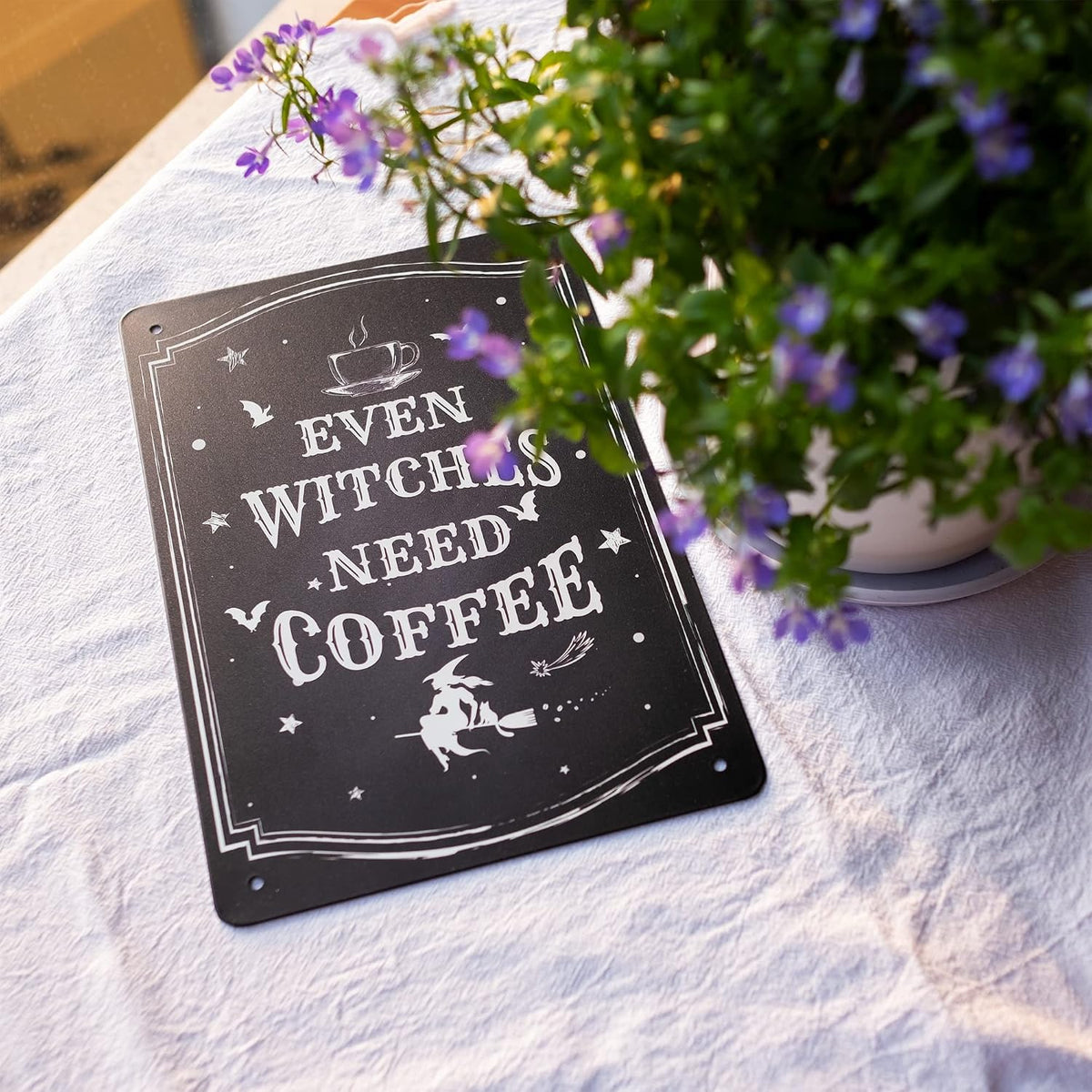 Black Witch Kitchen Sign, Vintage Halloween Decor, Gothic Wall Art, 11.75 X 7.8 Inches
